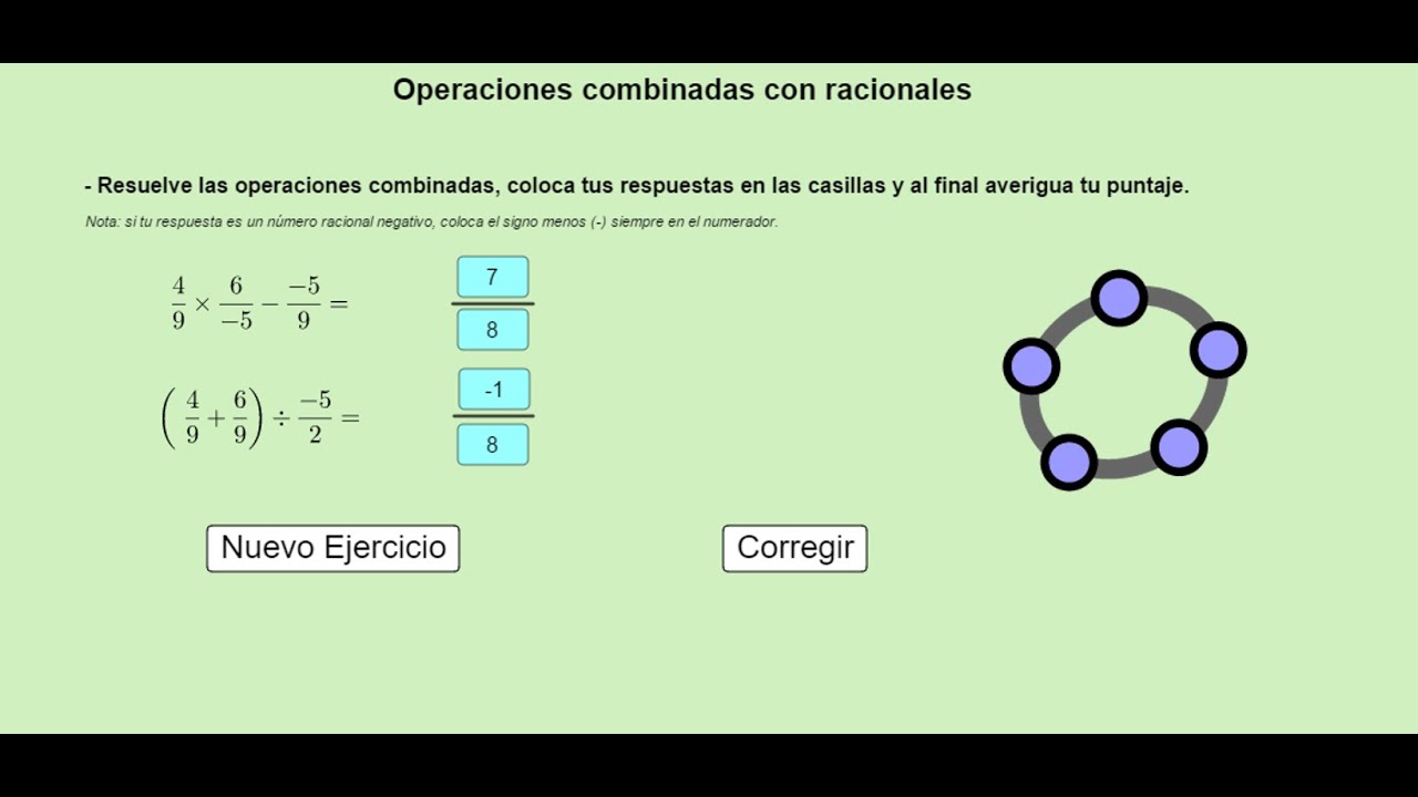 Tutorial Autoevaluativo de Números Racionales (Operaciones combinadas) en Geogebra 6
