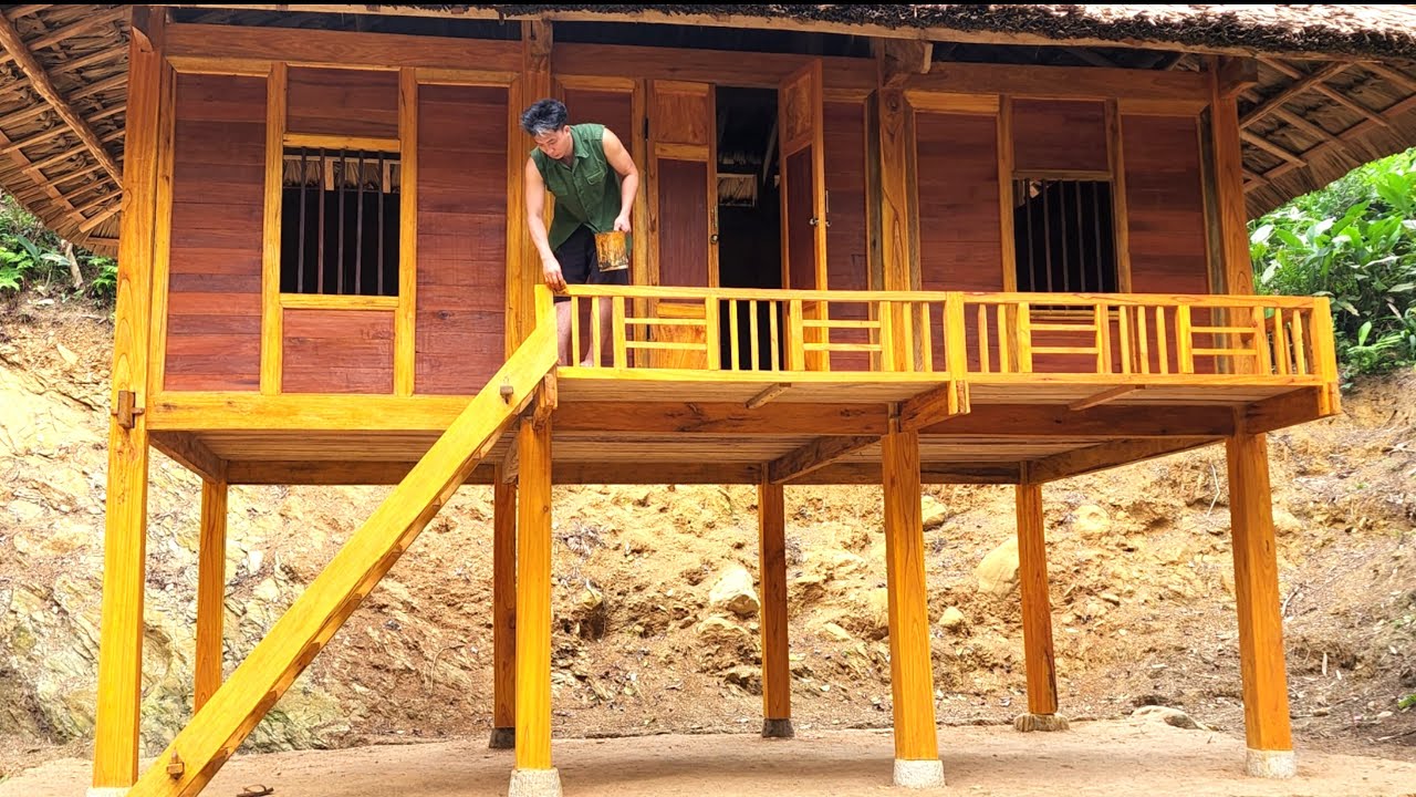 How it was made Making a wooden house Time lapse finally completed the beautiful wooden house