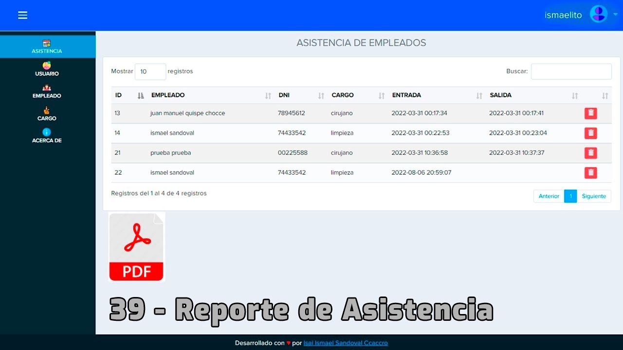 39 - SOLUCION Reporte de Asistencias   Sistema de Asistencias con PHP y MYSQL