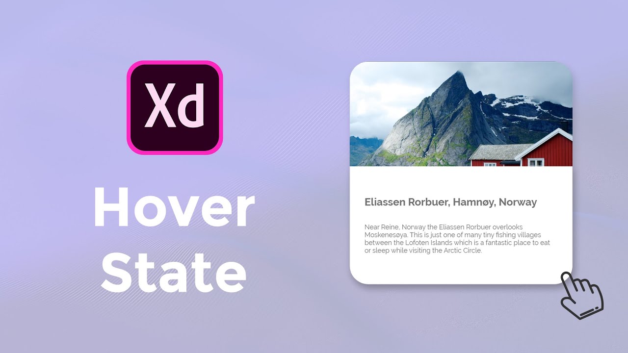 Состояние наведения курсора на карточку блога в Adobe XD