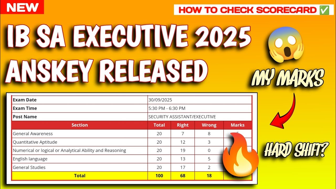 IB SA Answer Key 2025 | How to check answer key and scorecard | IB Security Assistant 2025