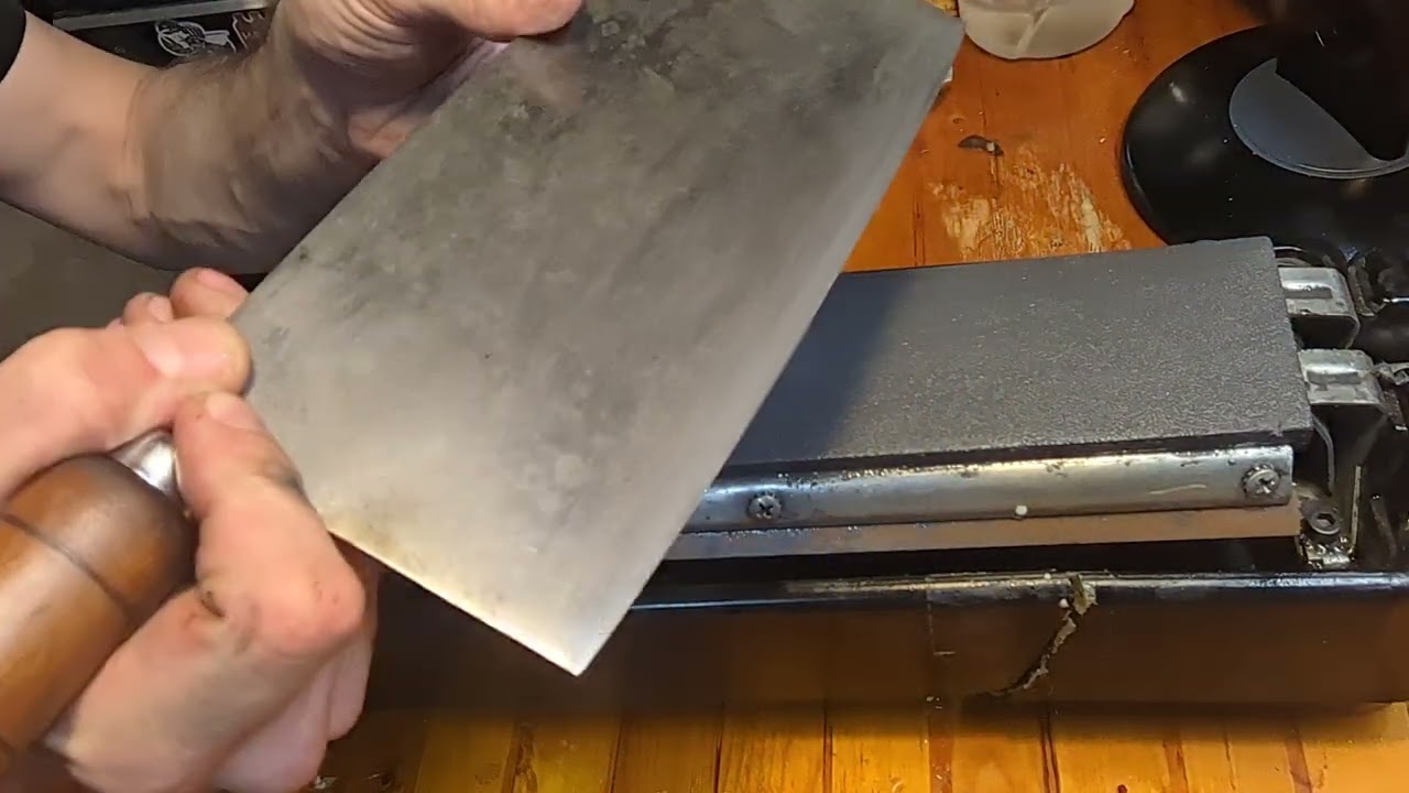 thinning and sharpening vintage Chinese cleaver chef knife part 2
