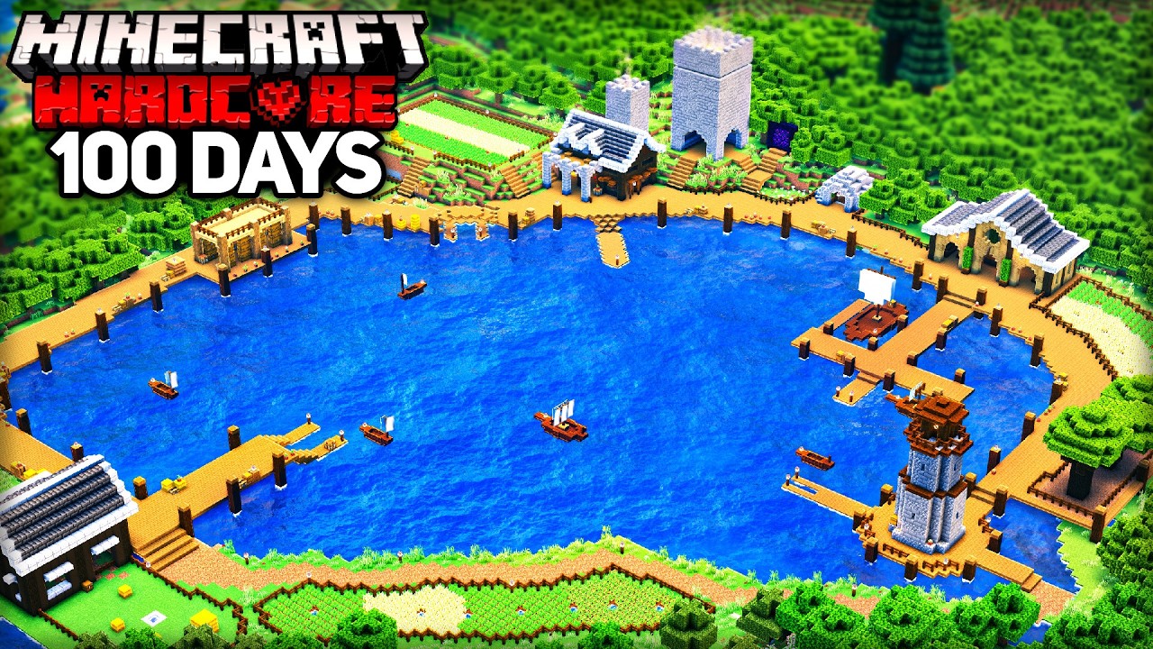 I Survived 100 Days on a LAKE in Minecraft Hardcore