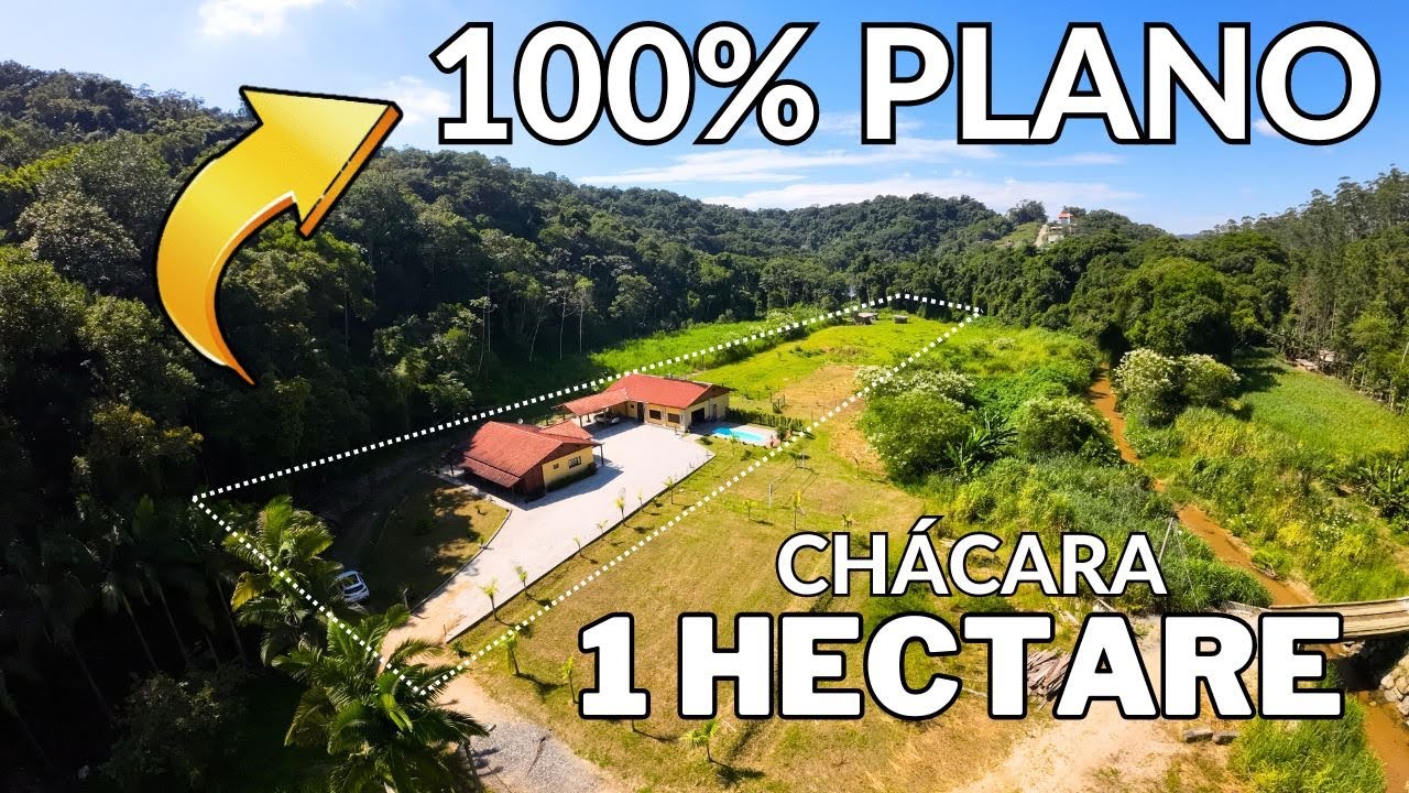 CHÁCARA COM 1 HECTARE 100% PLANO, CASA, PISCINA E ÁREA DE FESTAS, ESPAÇO PARA PLANTIO E CRIAÇÃO!