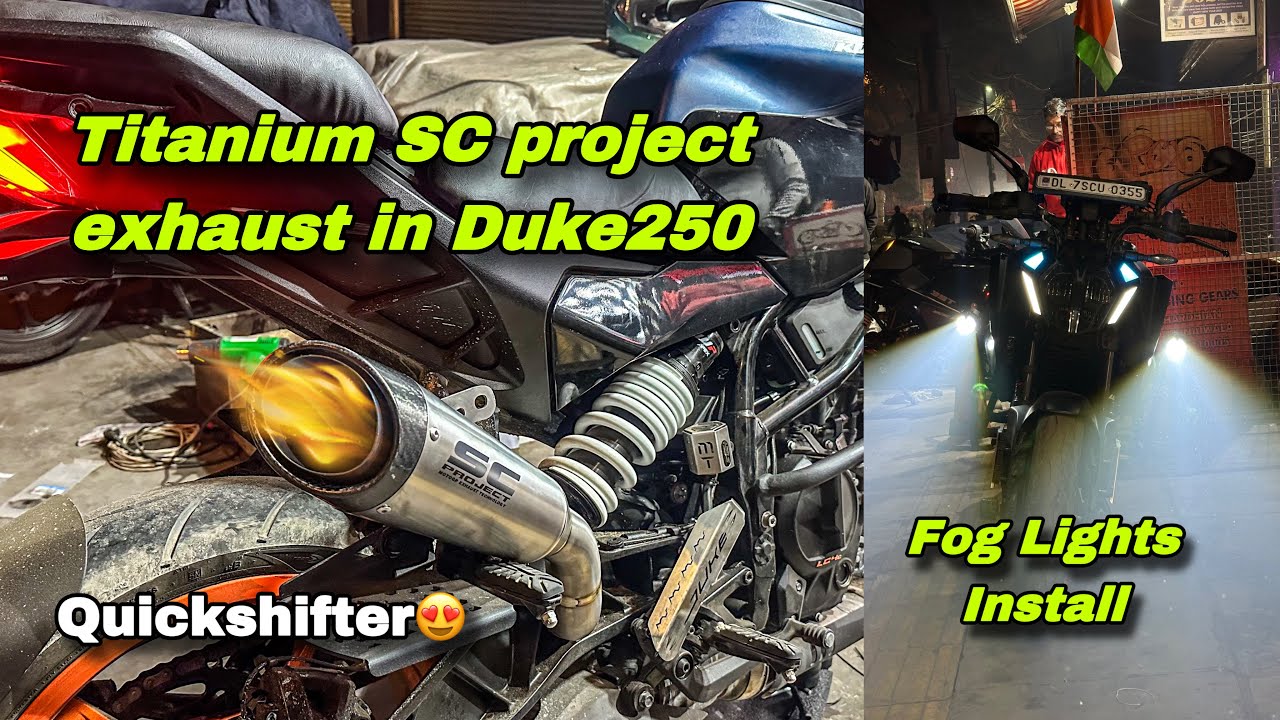 Titanium SC project Exhaust in New Duke250 bs7🤩Full sysetm Exhaust😱1st in India😍 #ktm #ktmduke250