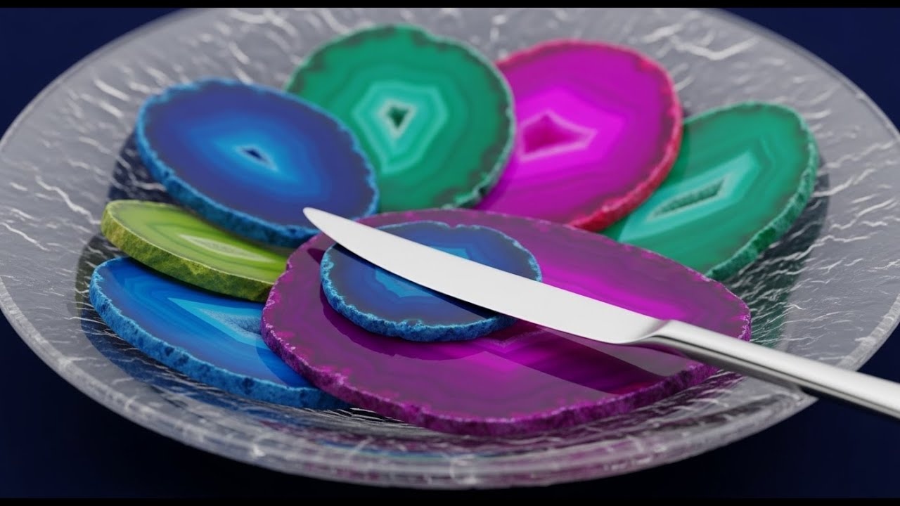💎 ULTRA-MACRO ASMR | Polished Agate Slicing & Crystal Gemstone Salad Mixing for Deep Relaxation