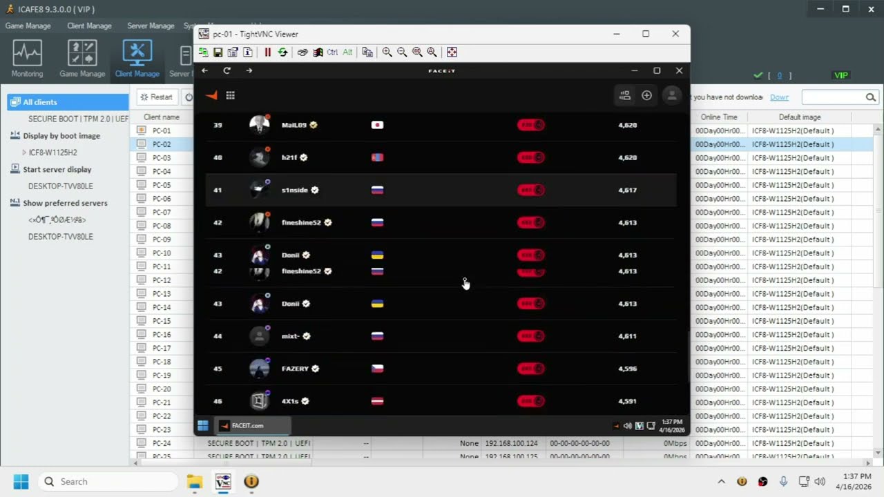 ICAFE8 9300 VIP FACEIT ANTI CHEAT RUNNING & DEMONSTRATION USING WINDOWS 11 25H2 IMAGE