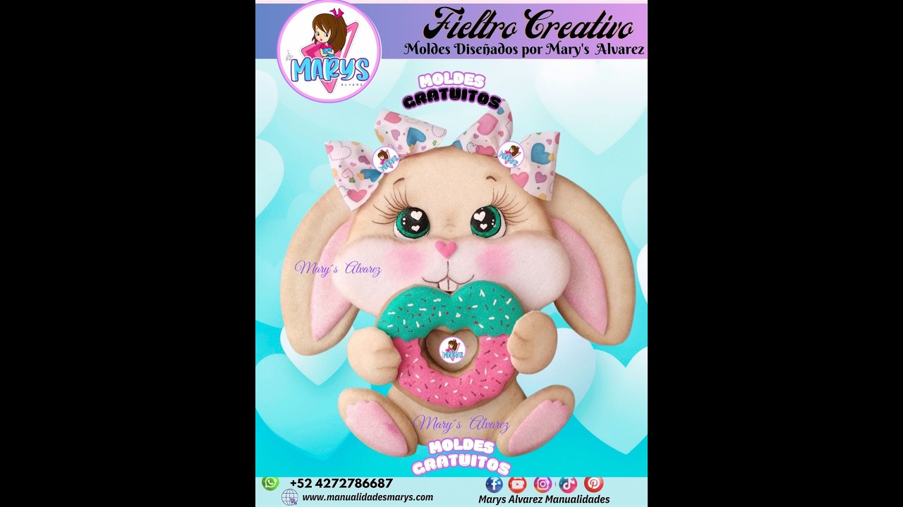 Conejita Moldes Gratis  🥰😍 san Valentin