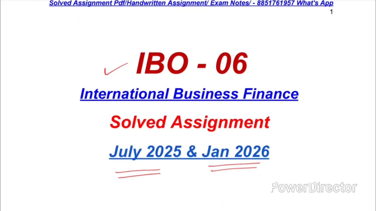 IBO 06 Solved Assignment 2025-2026 | IBO 06 Solved Assignment 2026 | MCOM Assignment IGNOU | IBO 06