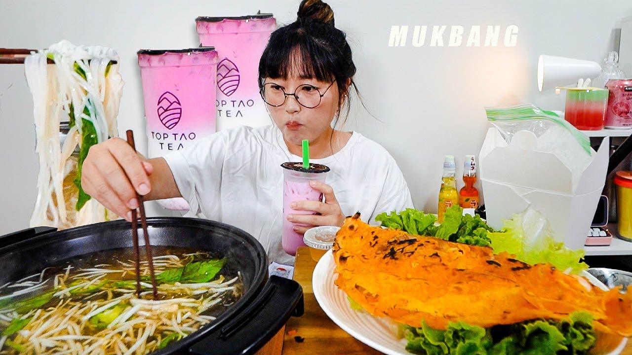 Beef PHO & Vietnamese Shrimp Crepe ft. Dragon Fruit Bubble Tea Mukbang