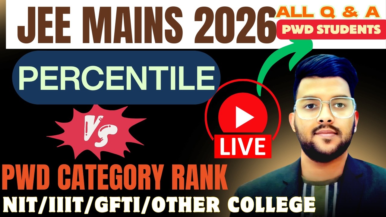 JEE Mains 2026 Live Percentile vs Pwd Category rank | Live Ask about college option  #pwd #college