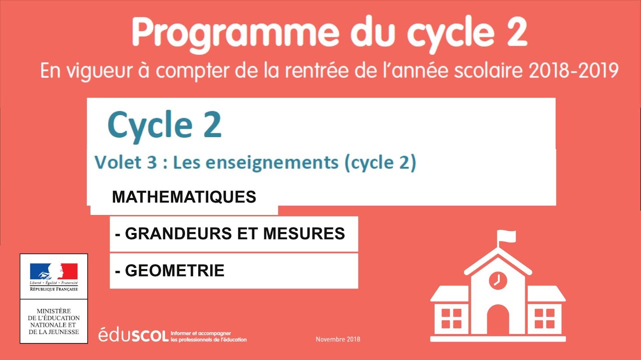 16. MATHEMATIQUES - GRANDEURS ET MESURES - GEOMETRIE - Programme Cycle 2 (CP-CE1-CE2) p70 à 74