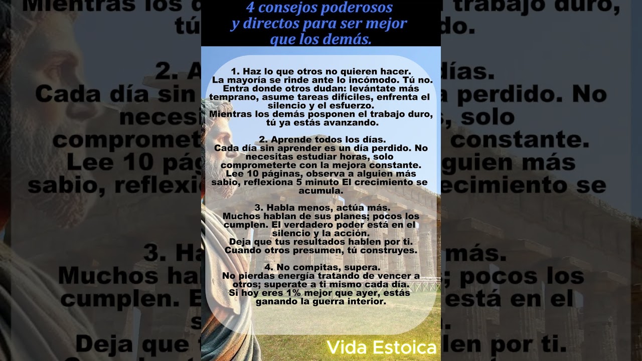 4 consejos poderosos para ser mejor que los dem&aacute;s. #sabidur&iacute;a #estoicismo #desarrollopersonal