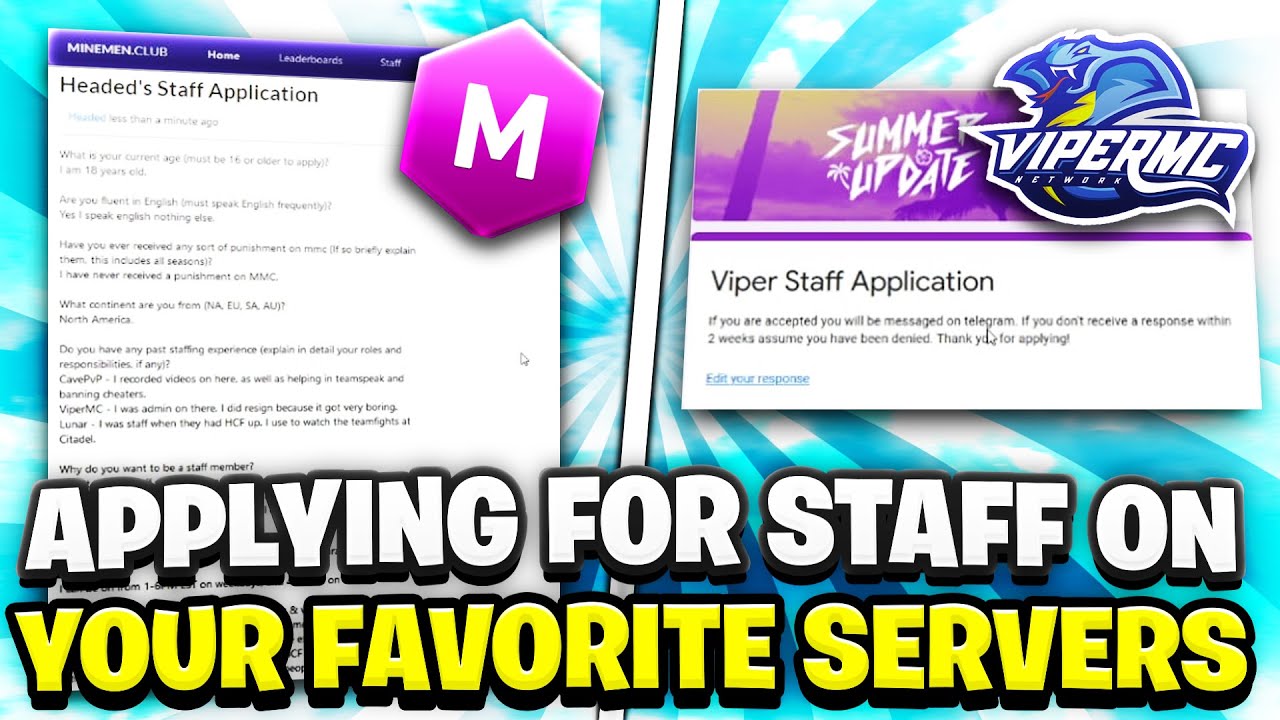 Applying for Staff on YOUR Favorite Minecraft Servers!