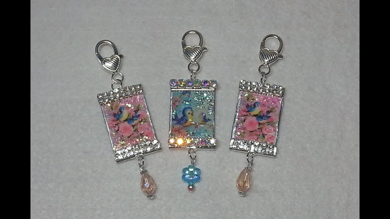 DIY~Sweet Vintage Bluebird Purse Charms! Made With Popsicle Sticks!