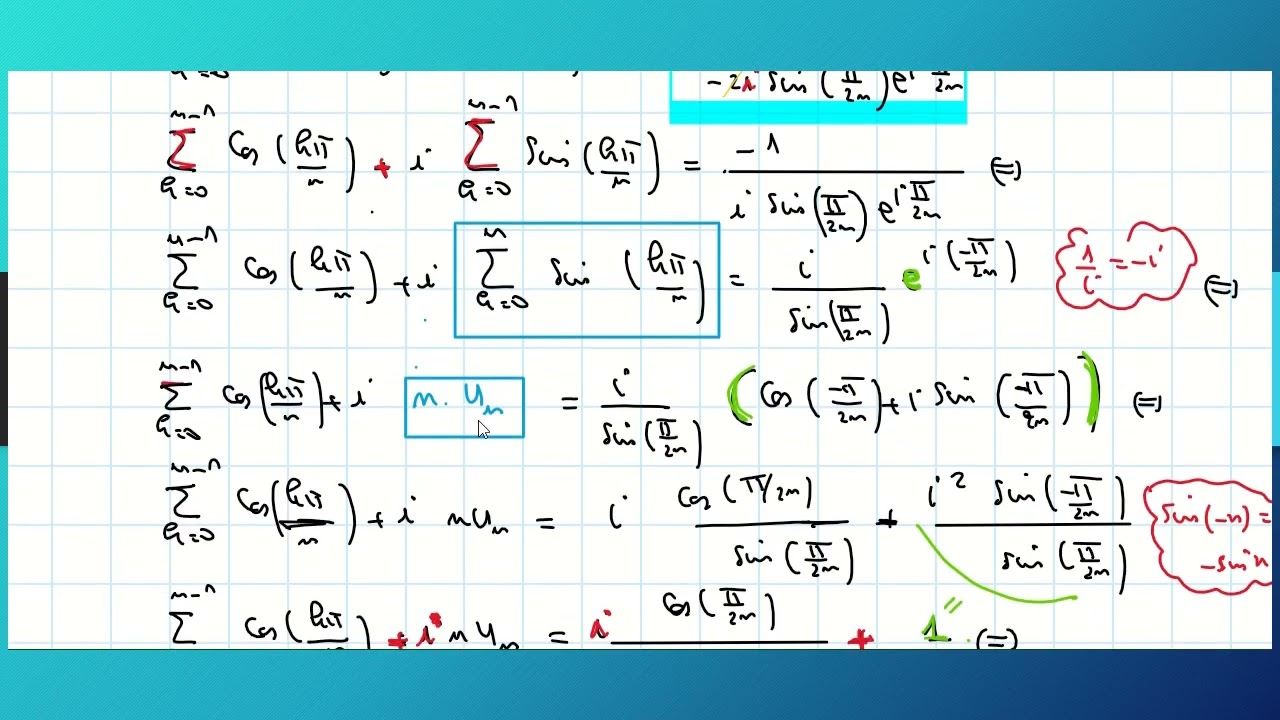 Exercice  suites réelles et nombres complexes . Formules d'Euler (bac Math)