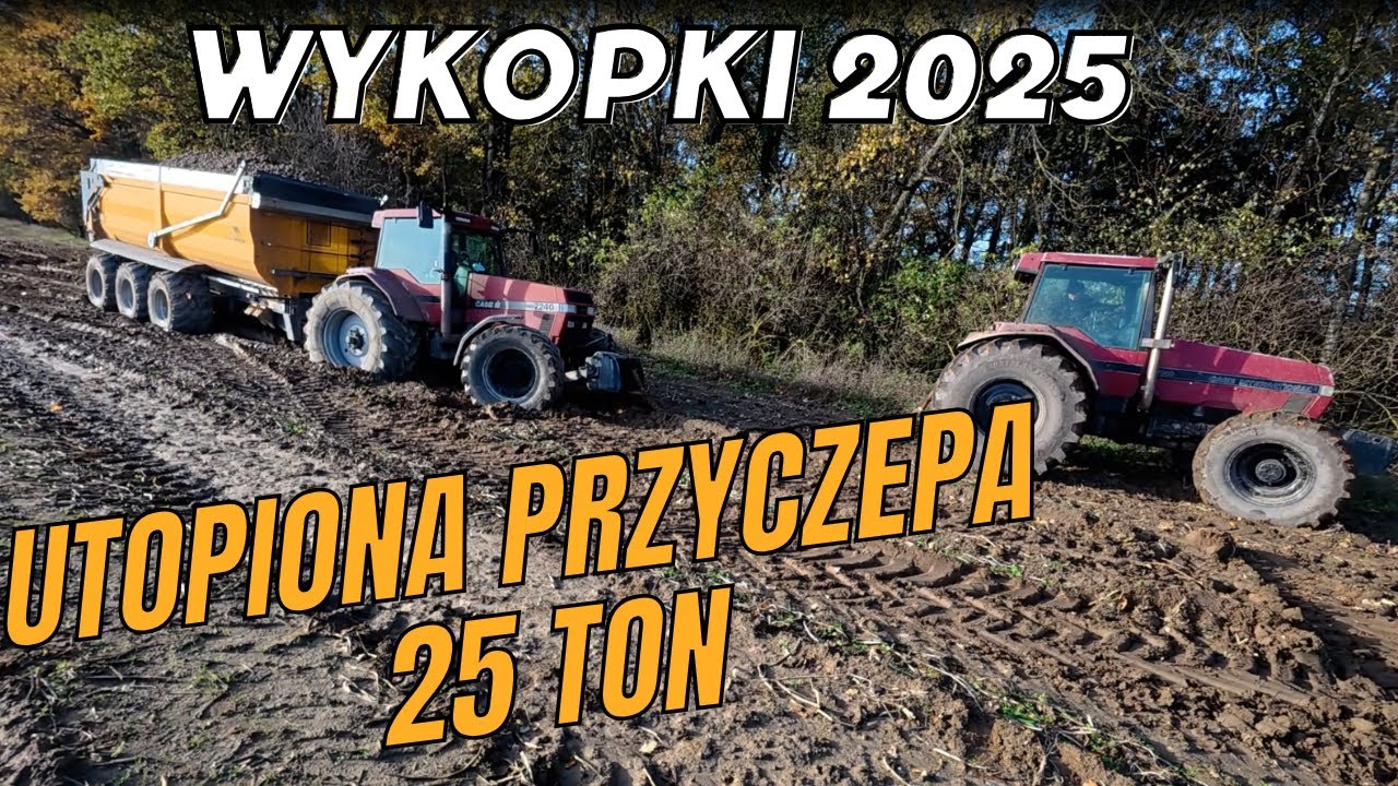 Problem. Zestaw 40 ton utknął w mokrym polu. Bardzo trudne warunki zbioru.