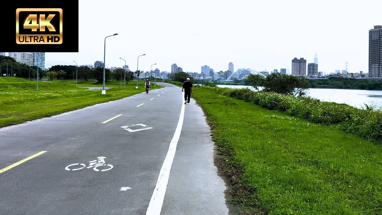 4K HDR Walking Tour - BEAUTIFUL Riverside Park In Taipei