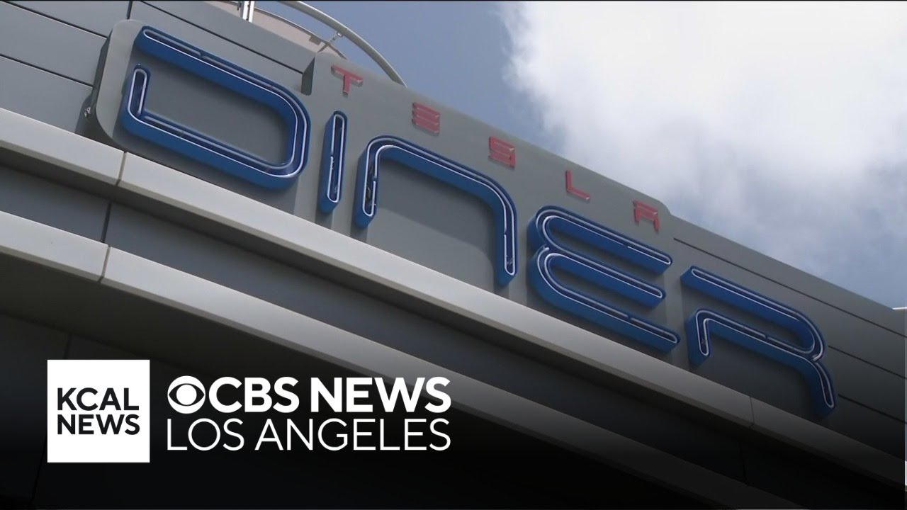 Drivers and hungry customers visit the newly-opened Tesla Diner in Hollywood
