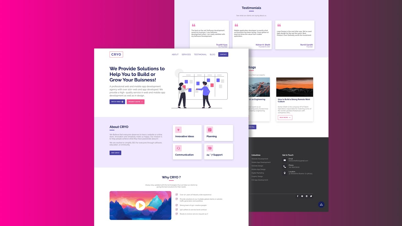 Multipurpose Responsive Website Design Using React and Framer Motion with Smooth Scrolling.