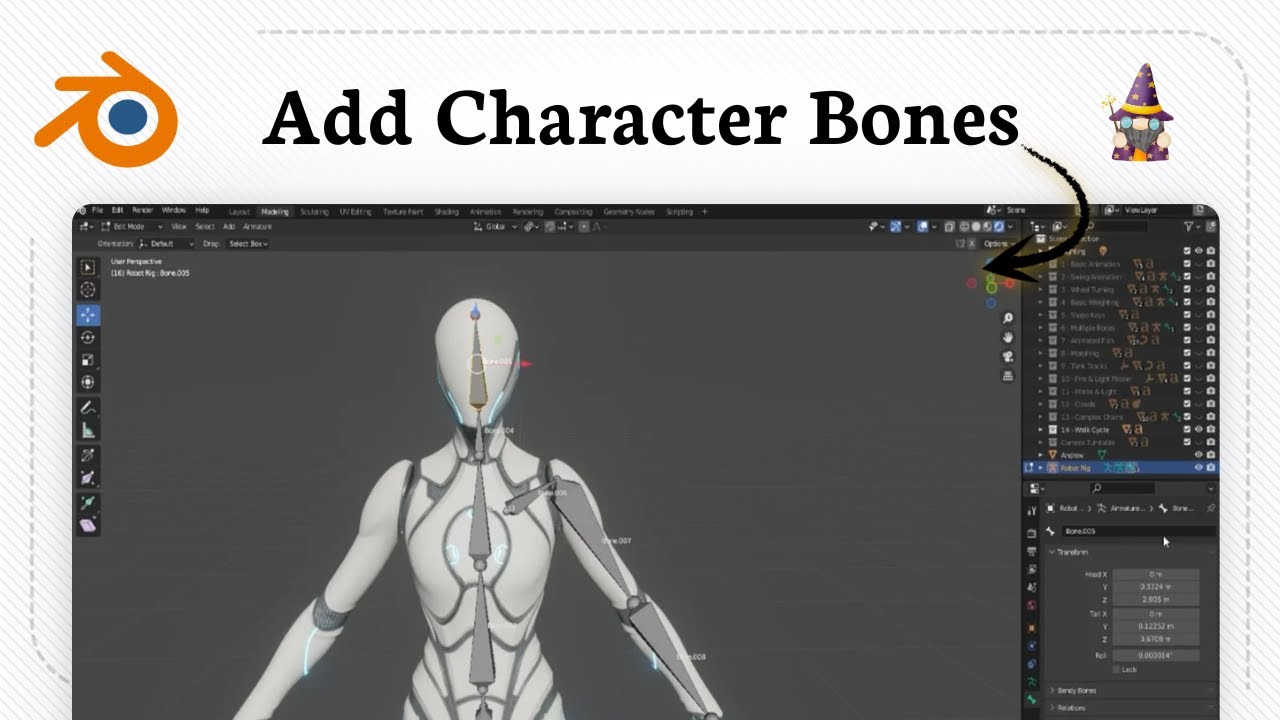 Как добавить арматуру в Blender (Character Rig)