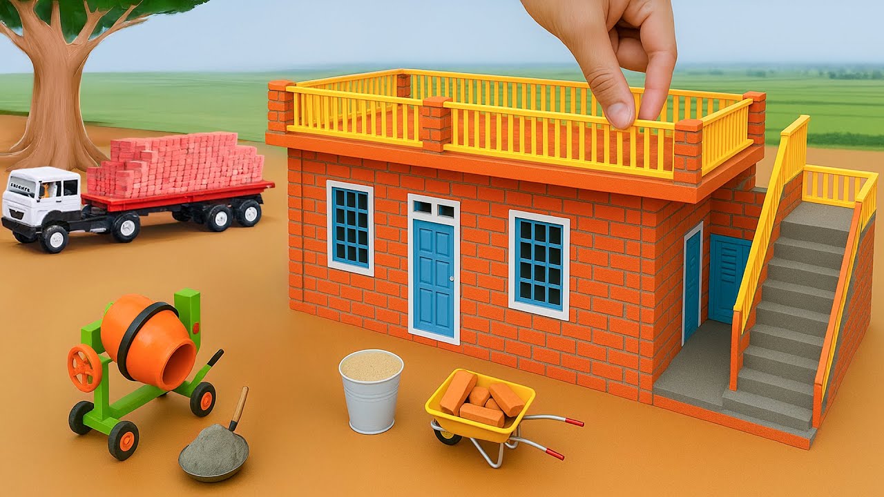 Short Circuit House Fire - DIY Mini Brick House with Staircase and Railing Making Science Project
