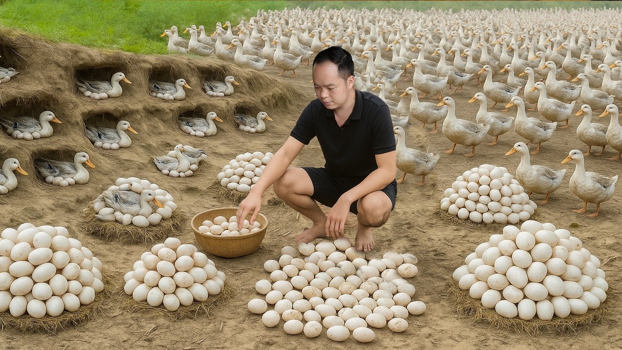 The guy harvested many duck eggs - A fulfilling life after 3 years of building a life in the forest