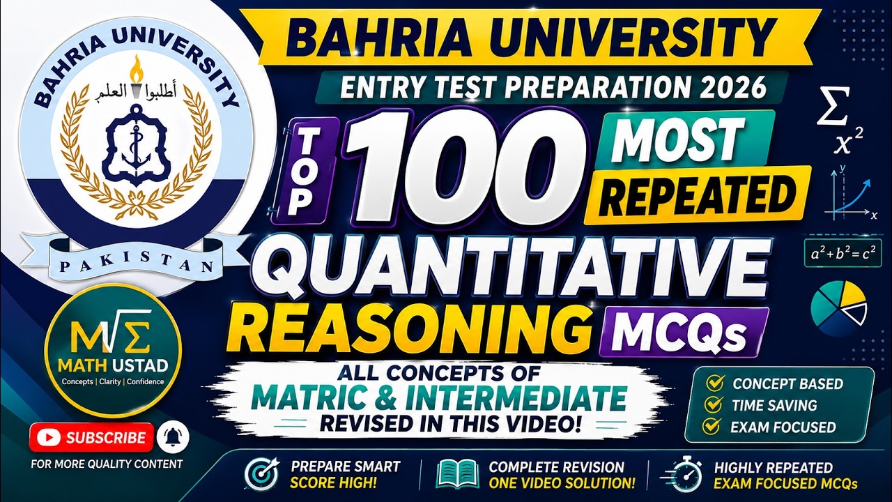 Quantitative Reasoning Masterclass | Bahria University Entry test Preparation 2026