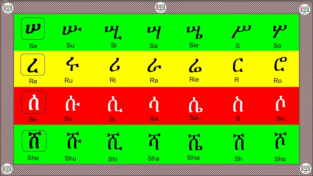 የአማርኛ ፊደላት || Amharic Alphabet_ሠረሰሸ