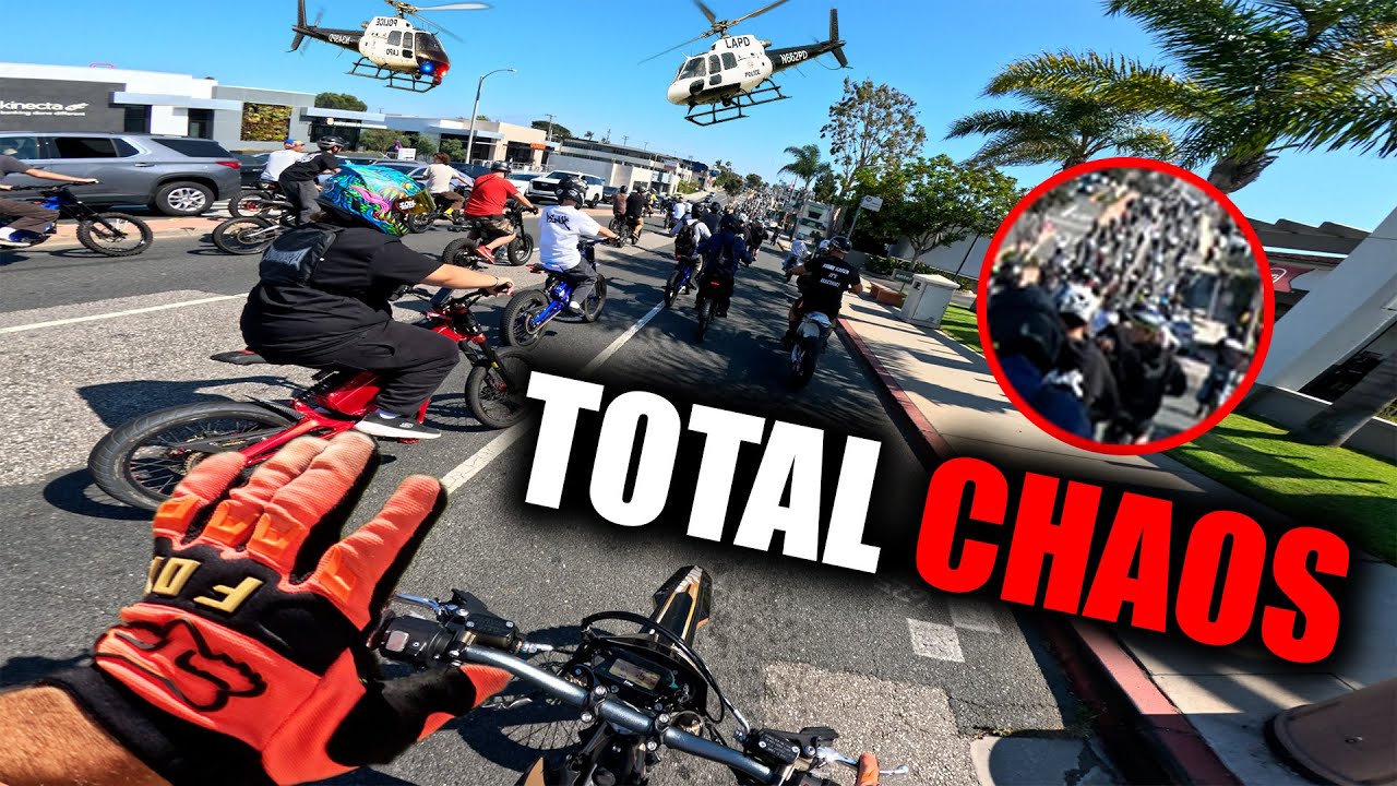 RIDING IN MASSIVE E-BIKE RIDEOUT IN LA STREETS - 500+ RIDERS.. *FULL VIDEO*