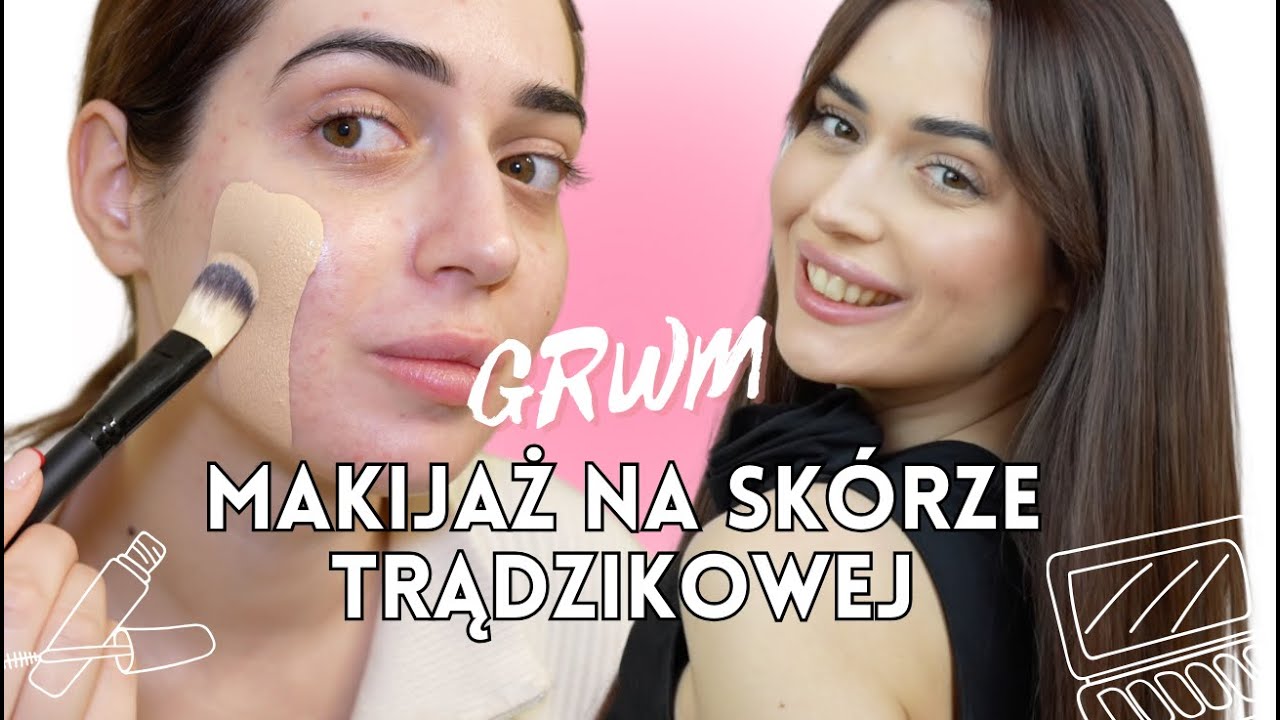 GRWM makijaż skóry trądzikowej i przedłużanie włosów 💅🏻