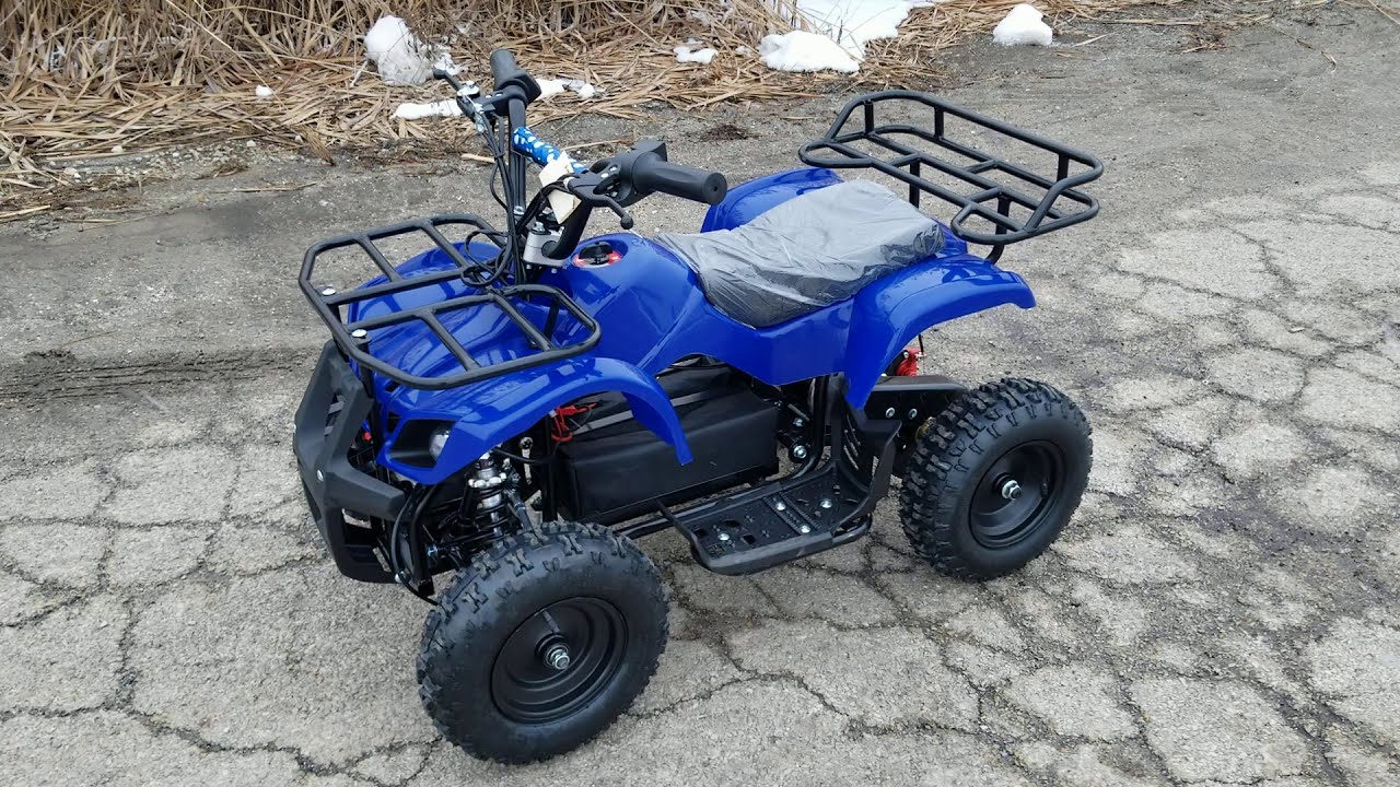 500 Watt Blue Electric Atv Mud Runner Mini Quad Review And Test Drive