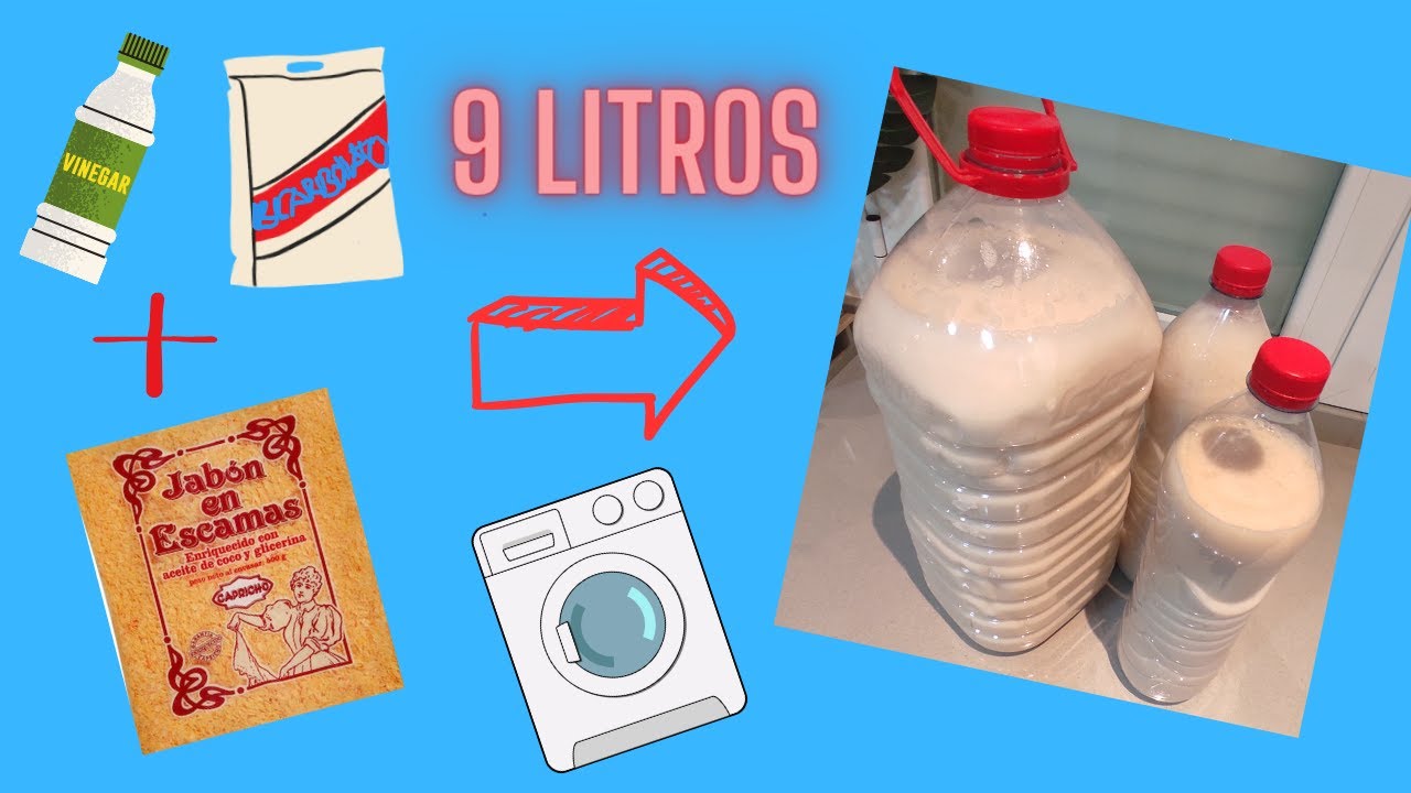 DETERGENTE para LAVADORA NATURAL y  ECONÓMICO  con productos de MERCADONA /1€=9LITROS