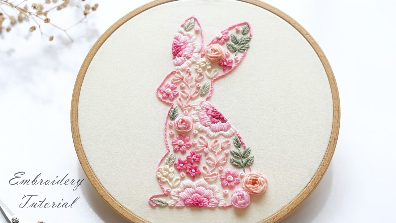 Floral bunny is here :) Beginner friendly embroidery tutorial