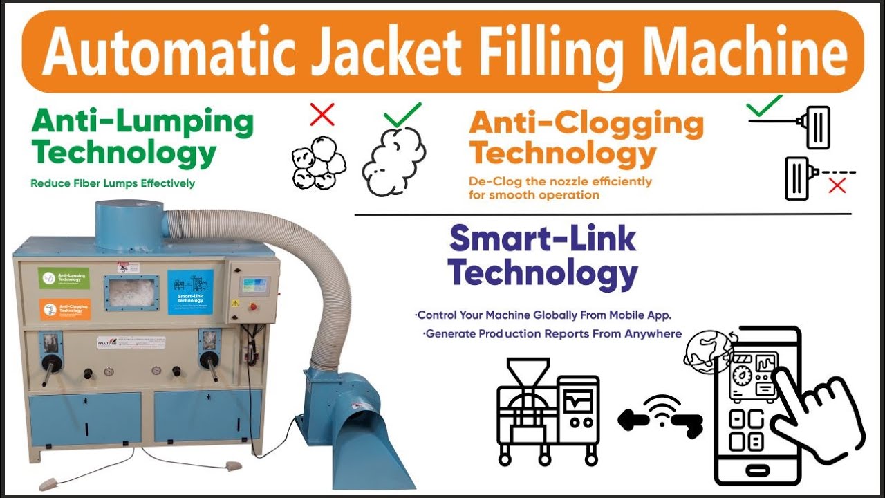 Padded Polyfill Jacket Filling Machine / Padded Jacket Stuffing Machine Anti-Clogging Anti-Lumping
