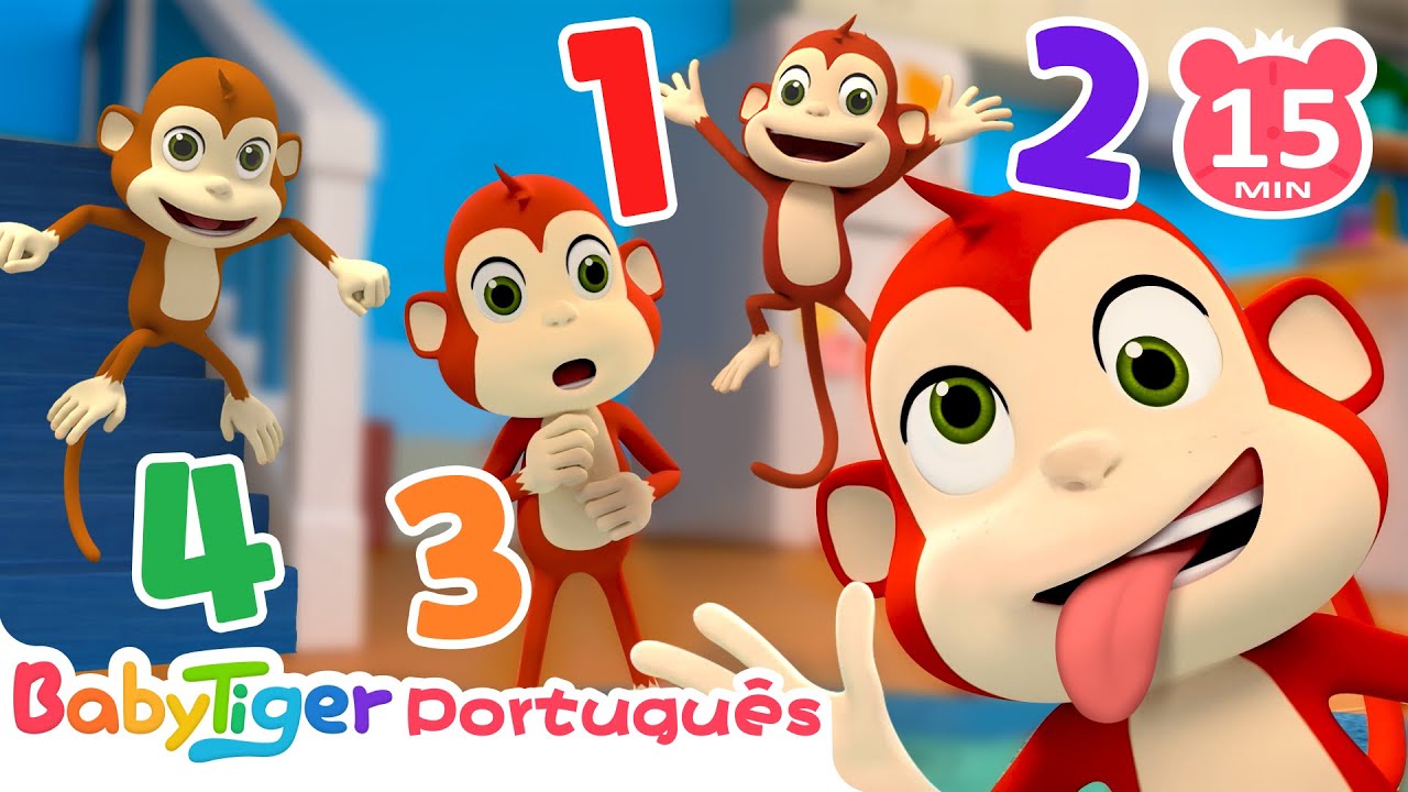 Cinco Macacos Pequenos | Compilação de Canções Infantis em Português | BabyTiger