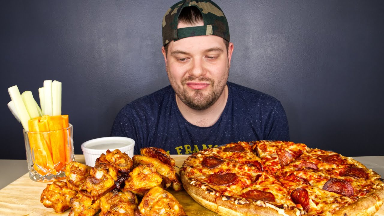 ASMR MUKBANG PIZZA AND WINGS | DAVE KAY ASMR