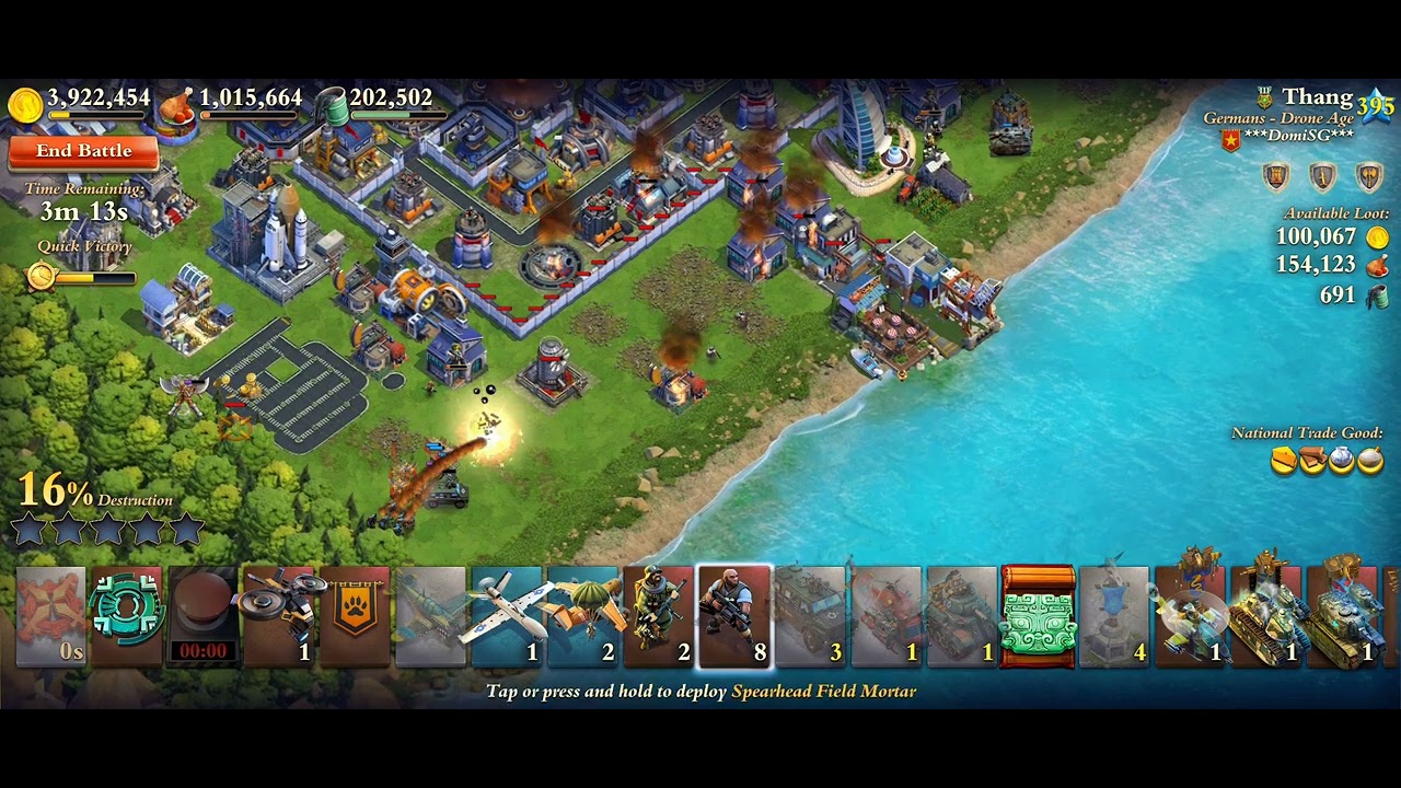 DomiNations: mortars attack vs 395 3D