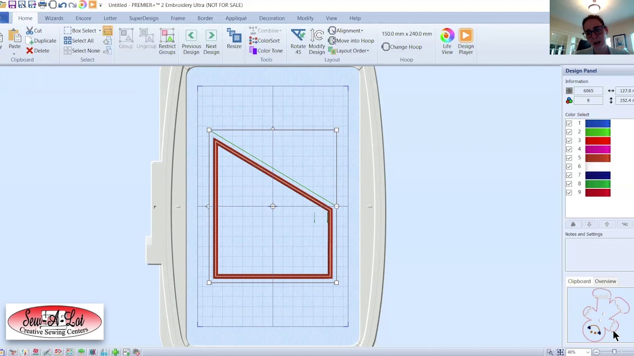 Using the Modify Tab in the Premier+2 Embroidery Software