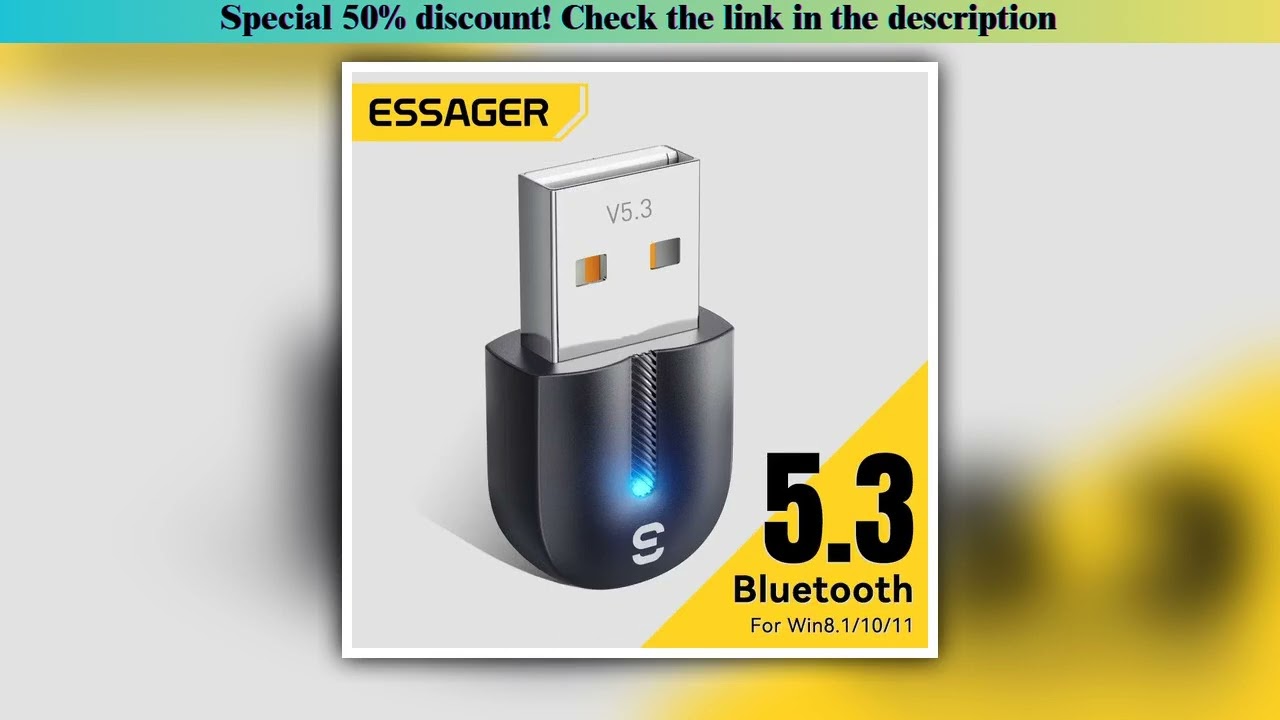 Best Essager USB Bluetooth 5.3 Adapter Aux Audio Receiver Transmitter For PC Speaker Laptop soundbox