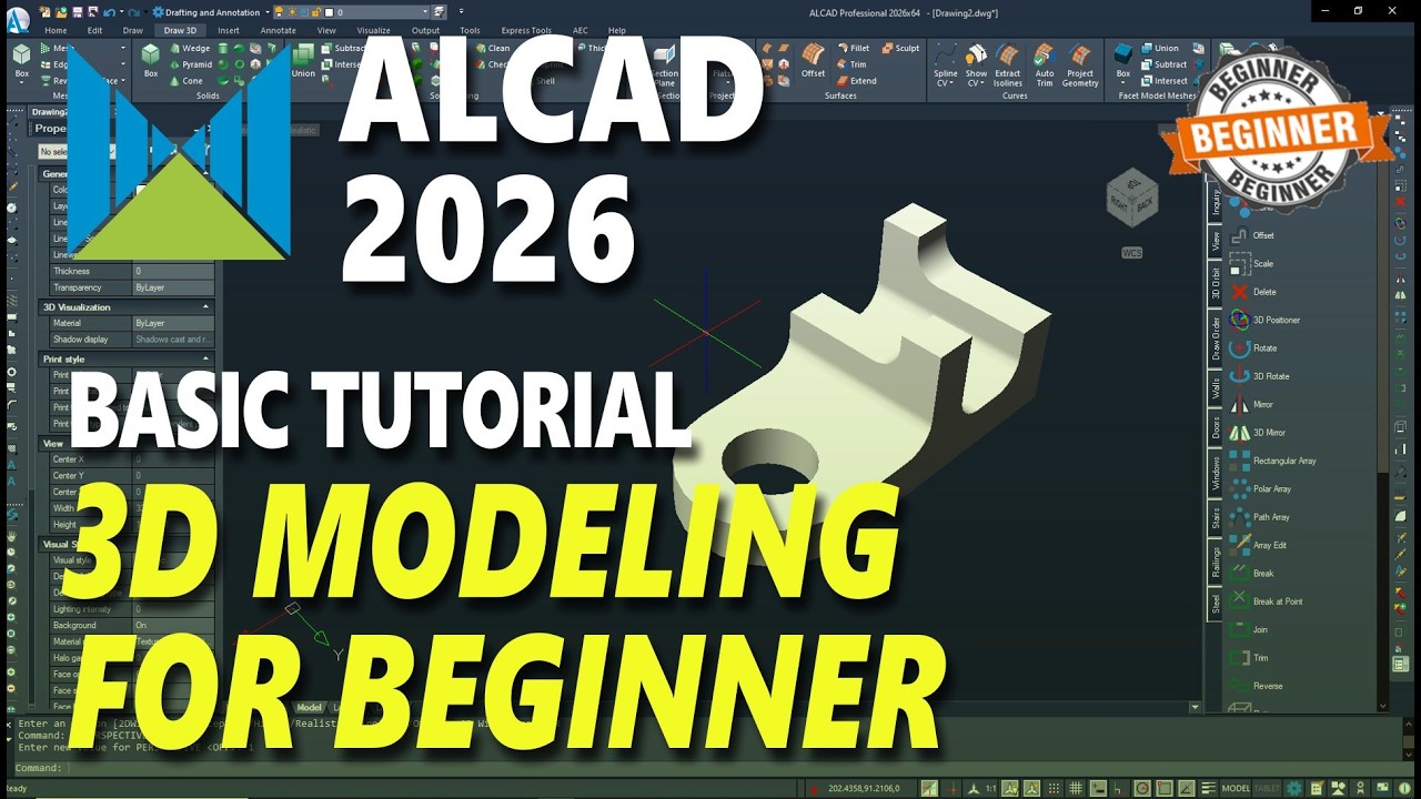Podstawowy samouczek modelowania 3D AlCAD 2026 dla początkujących