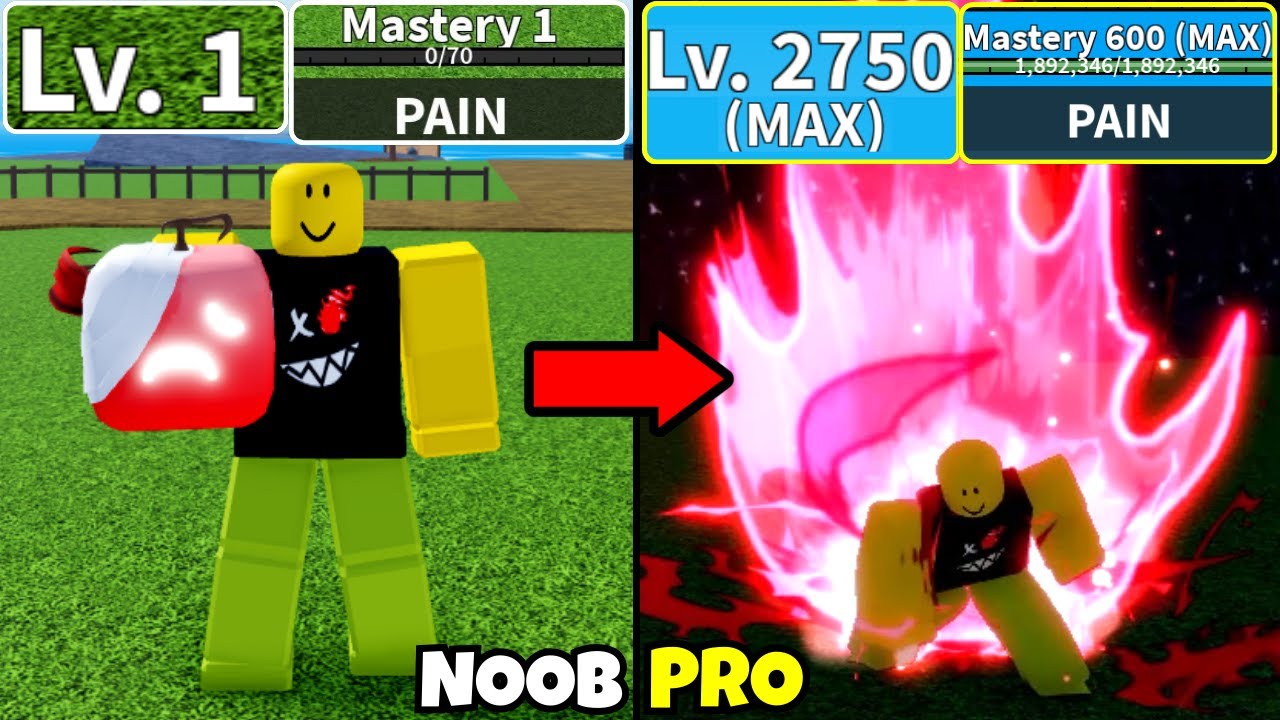 Beating Blox Fruits with Full Pain Awakening! Got Max Level + Max Mastery Noob to Pro Blox Fruits!