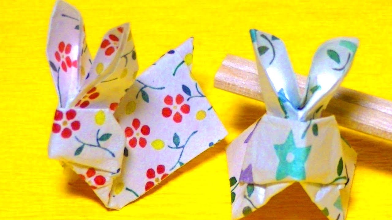 折り紙・うさぎの箸置き・1枚で2個・Origami  ・Mr coin origami channel１５