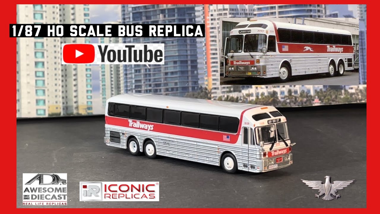 1/87 HO Scale Iconic Replicas Awesome Diecast Trailways Eagle Model 10 Bus!
