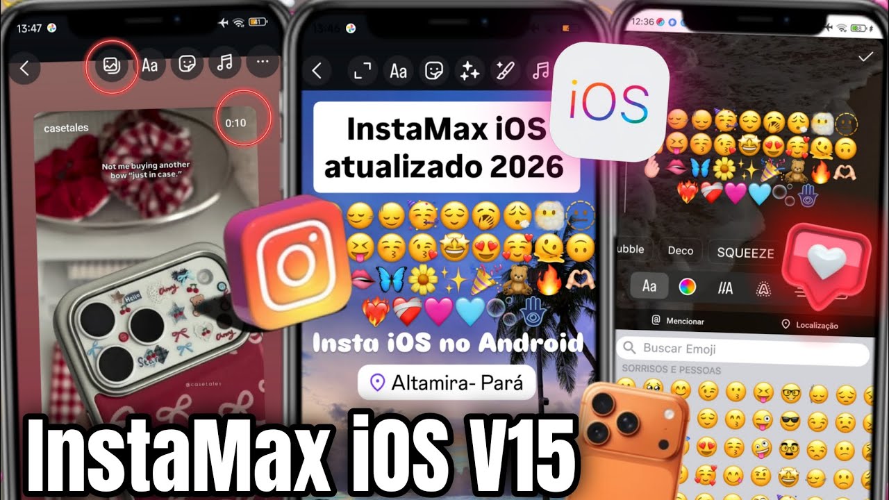 INSTAMAX iOS V15 ❤️&zwj;🔥 INSTAGRAM IGUAL IPHONE NO ANDROID 2026 🎉 EMOJIS iOS + MUITAS FUN&Ccedil;&Otilde;ES INCR&Iacute;VEIS