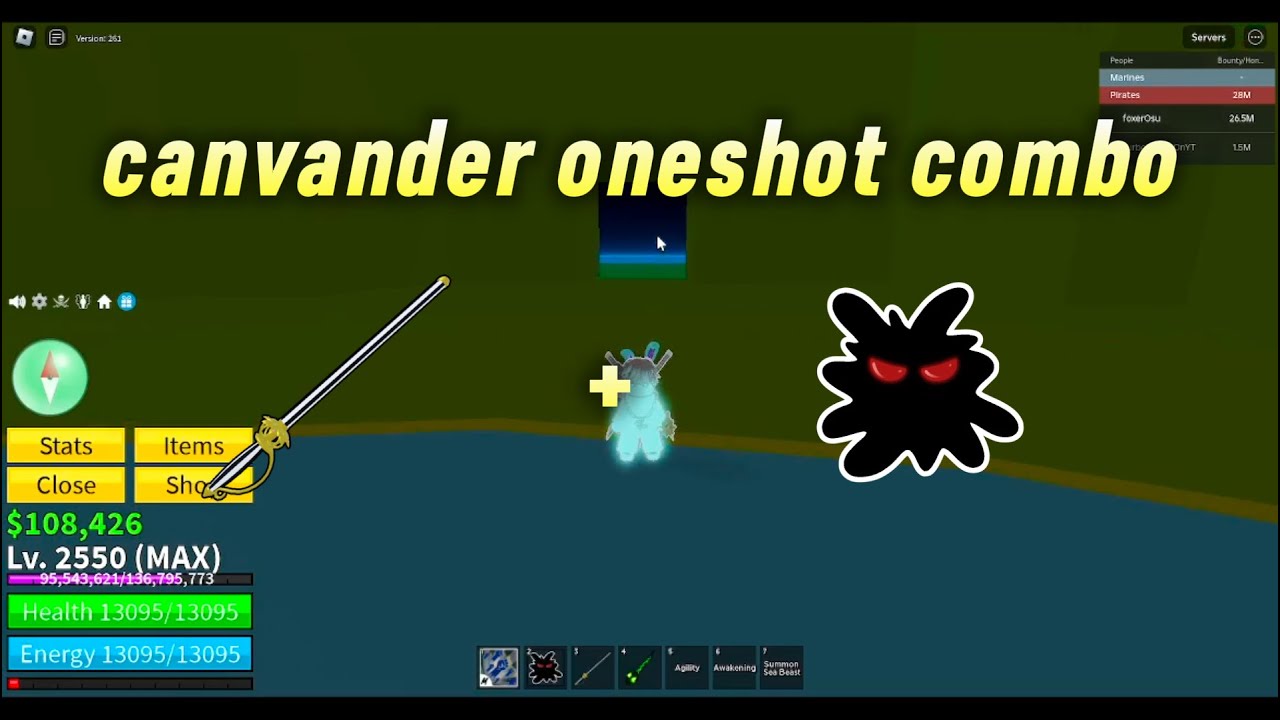 Canvander one shot combo || blox fruits