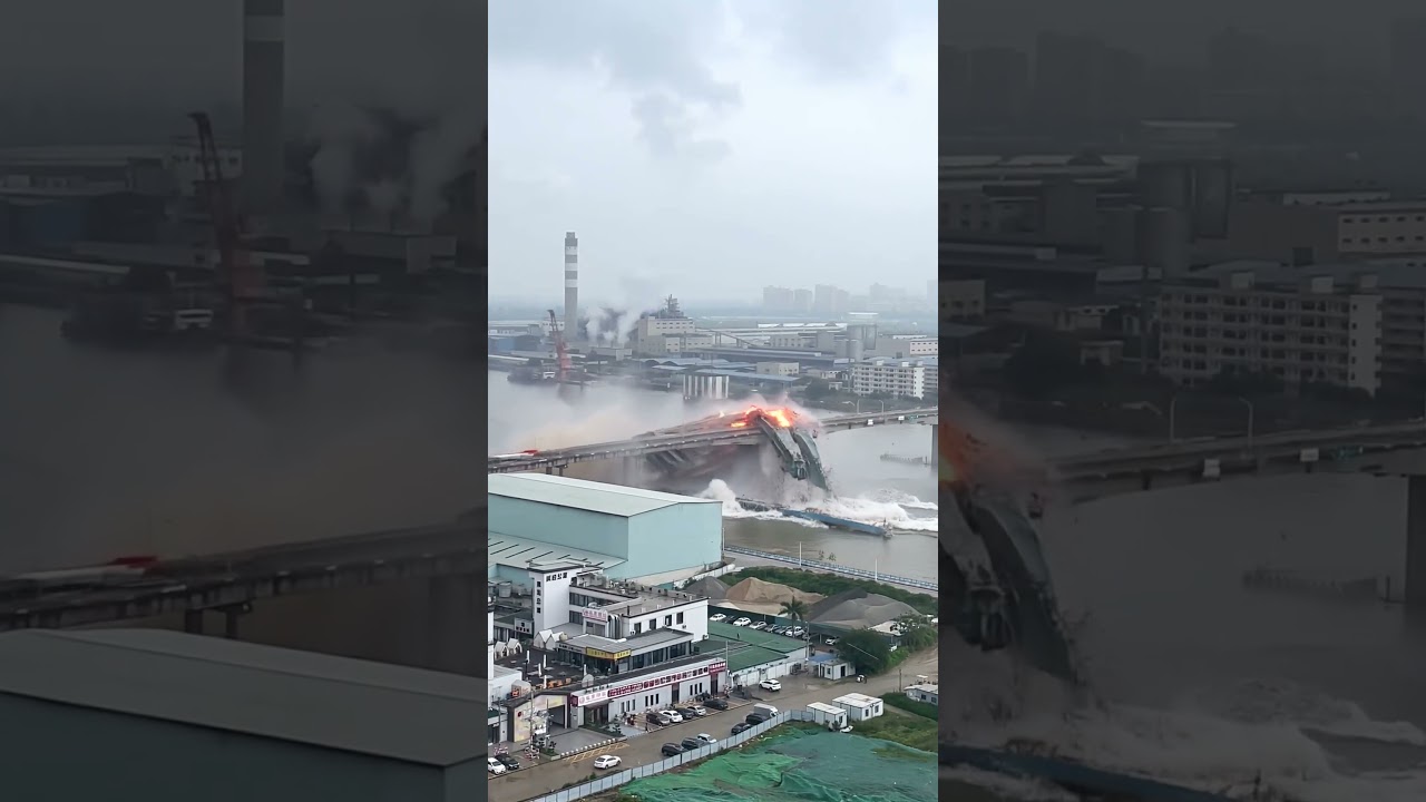 Big Ship Gas Leak Under Bridge Causing Significant Explosion #shorts