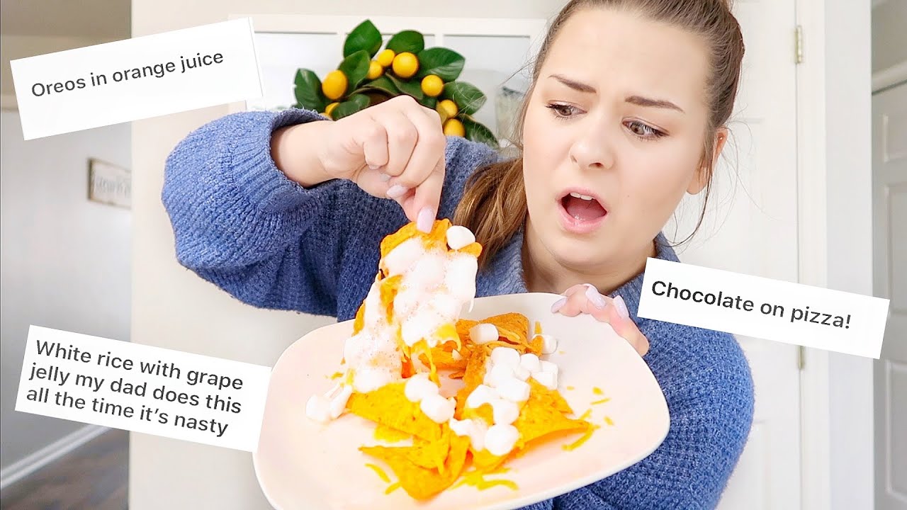 Trying WEIRD FOOD COMBINATIONS People LOVE (gross) | Its Kayla Victoria