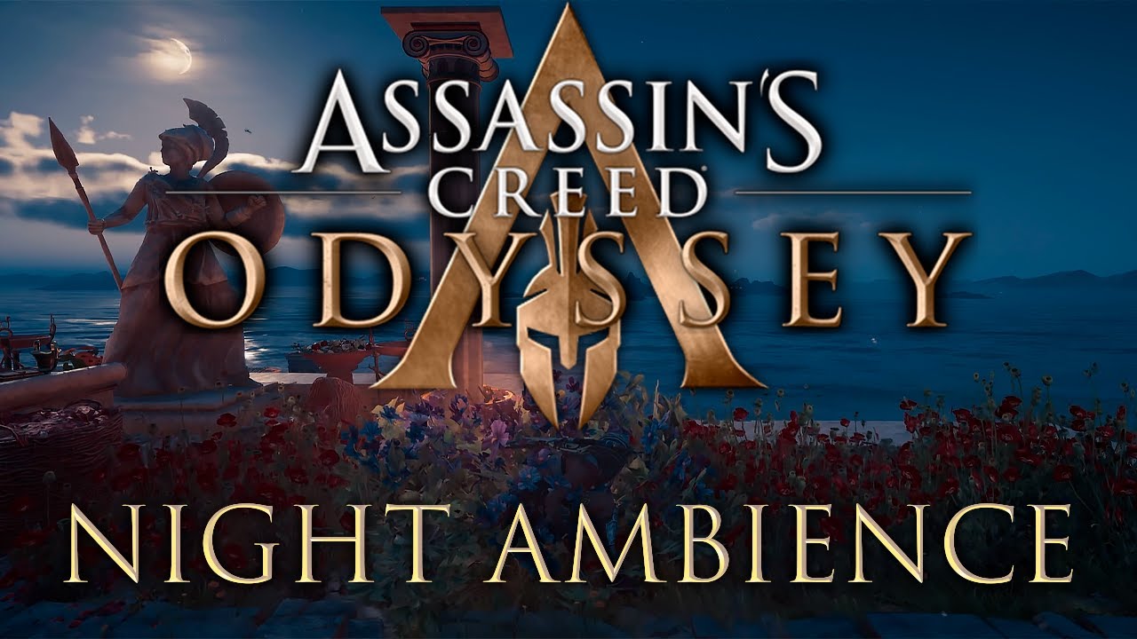 Assassin's Creed Odyssey - Peaceful Night Ambience (Music, Fire, Insects) for Relax, Work and Study