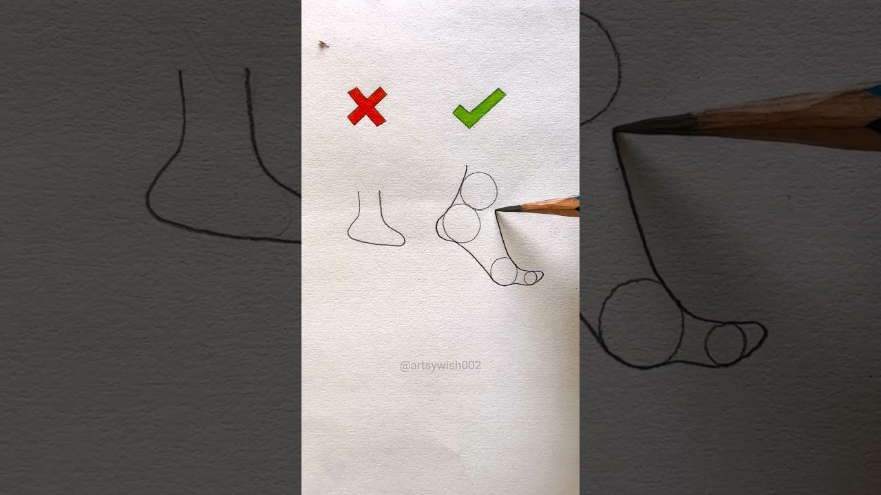 Right Way To Draw Human Feet  #shorts #shortsfeed #youtubeshorts #art